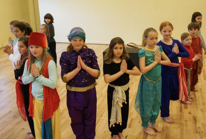 Young performers in ArtReach's Aladdiin playscript.