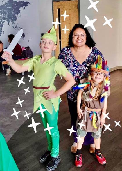 Peter Pan teacher and kids